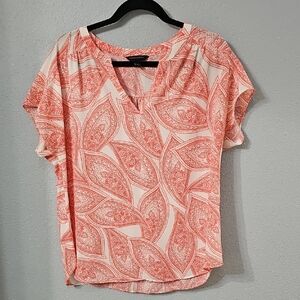 Banana Republic Coral and White Blouse